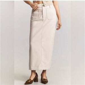 Anthropologie MAEVE Elegant Bone Vegan Leather Maxi Skirt